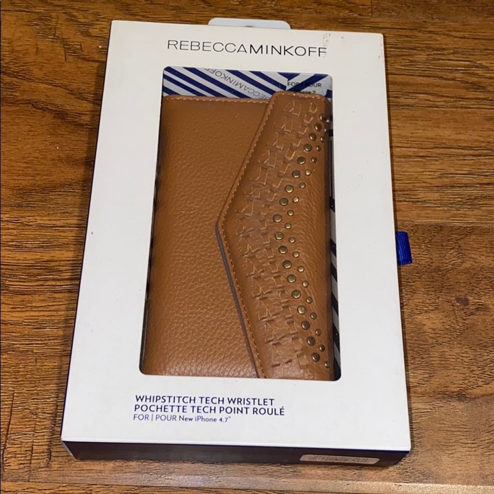 Rebecca Minkoff Whipstitch Tech Wristlet Brown